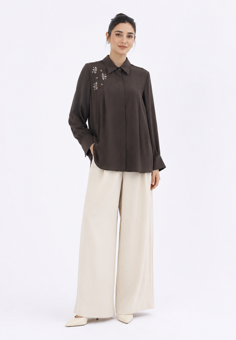Lareina Sequin Blouse | Brown