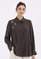 Lareina Sequin Blouse | Brown