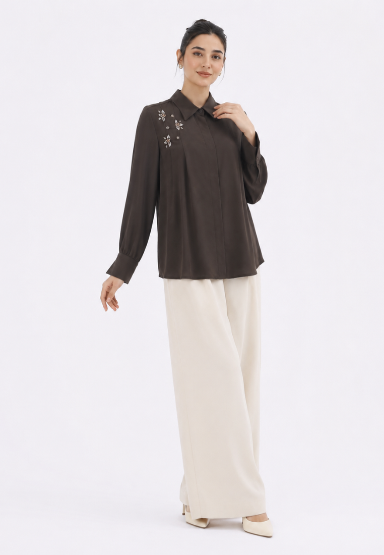 Lareina Sequin Blouse | Brown