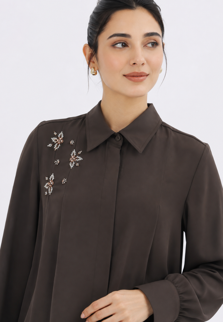 Lareina Sequin Blouse | Brown