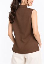Elvara Embroidered Vest | Brown
