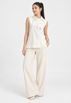 Soraya Asymmetric Collar Top | White