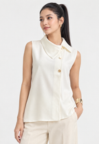 Soraya Asymmetric Collar Top | White