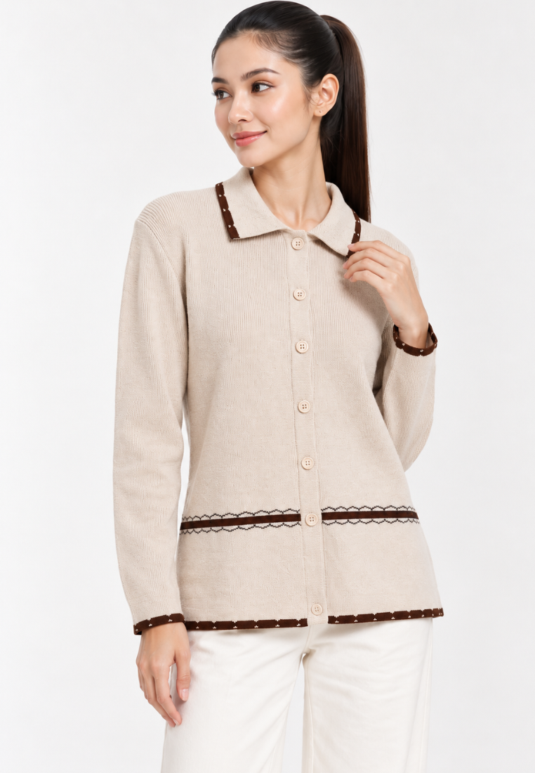 Orlina Knit Cardigan | Black And Cream