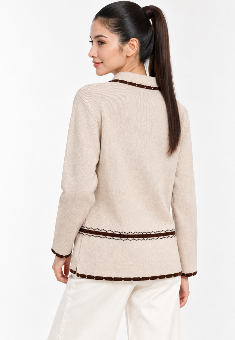 Orlina Knit Cardigan | Black And Cream