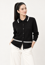 Orlina Knit Cardigan | Black And Cream