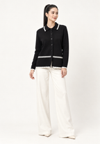 Orlina Knit Cardigan | Black And Cream