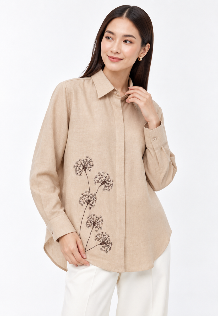 Dandelia Embroidery Shirt | Cream