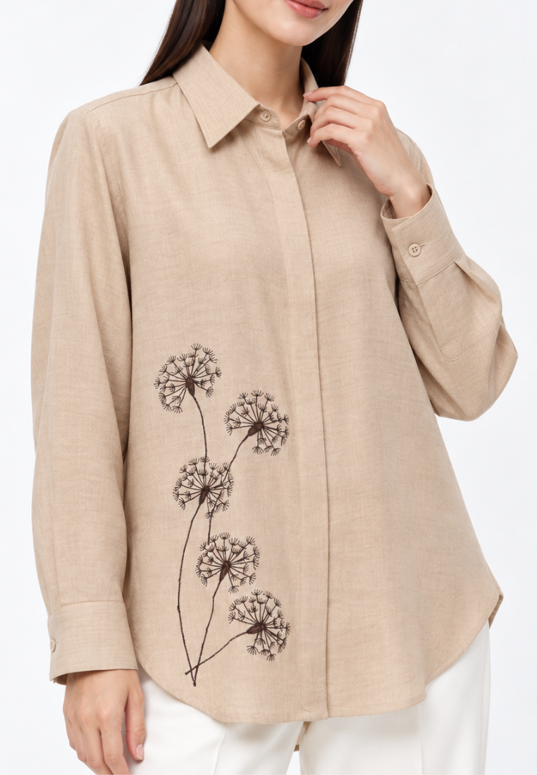 Dandelia Embroidery Shirt | Cream