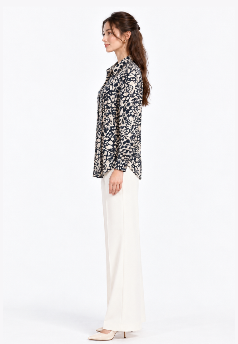 Arvella Animal Print Blouse | Cream