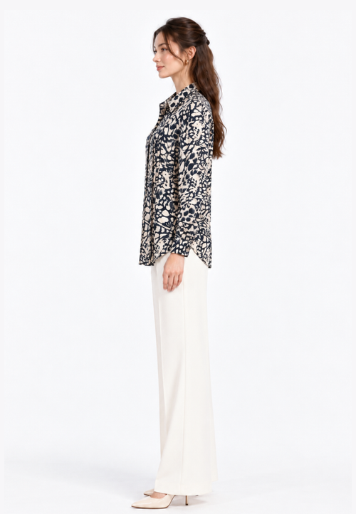 Arvella Animal Print Blouse | Cream