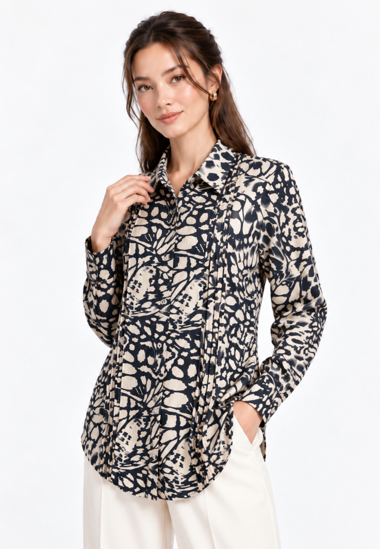 Arvella Animal Print Blouse | Cream