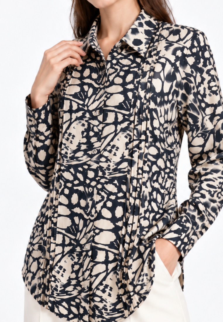 Arvella Animal Print Blouse | Cream