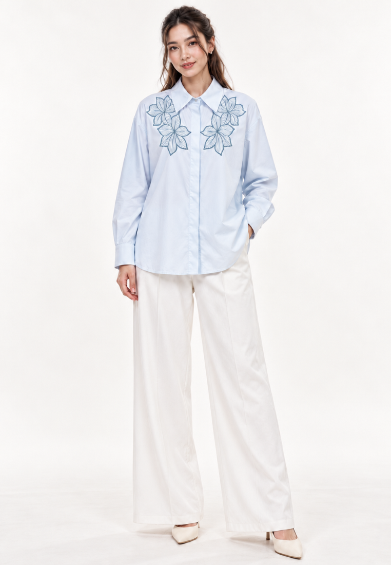 Florielle Embroidery Shirt | Blue