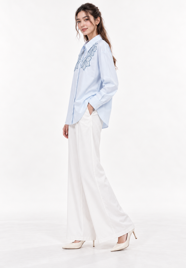 Florielle Embroidery Shirt | Blue