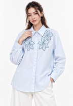 Florielle Embroidery Shirt | Blue