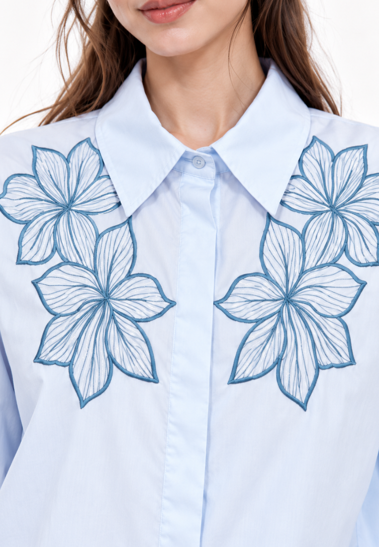 Florielle Embroidery Shirt | Blue