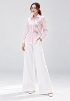 Camellia Embroidery Shirt |Soft Pink