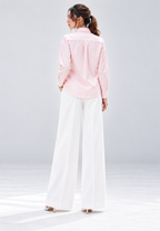 Camellia Embroidery Shirt |Soft Pink