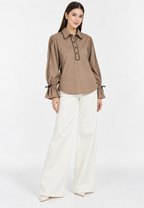 Briellea Blouse With Puff Sleeve | Brown