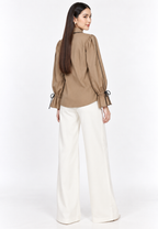 Briellea Blouse With Puff Sleeve | Brown