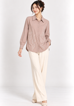 Sekar Embroidery Shirt | Soft Brown | Arlette By Brilliant Girl