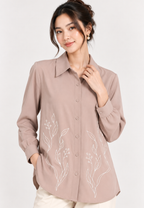Sekar Embroidery Shirt | Soft Brown | Arlette By Brilliant Girl