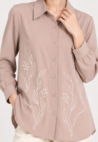 Sekar Embroidery Shirt | Soft Brown | Arlette By Brilliant Girl
