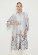Celestia Floral Tunik Armany Silk Premium | Grey