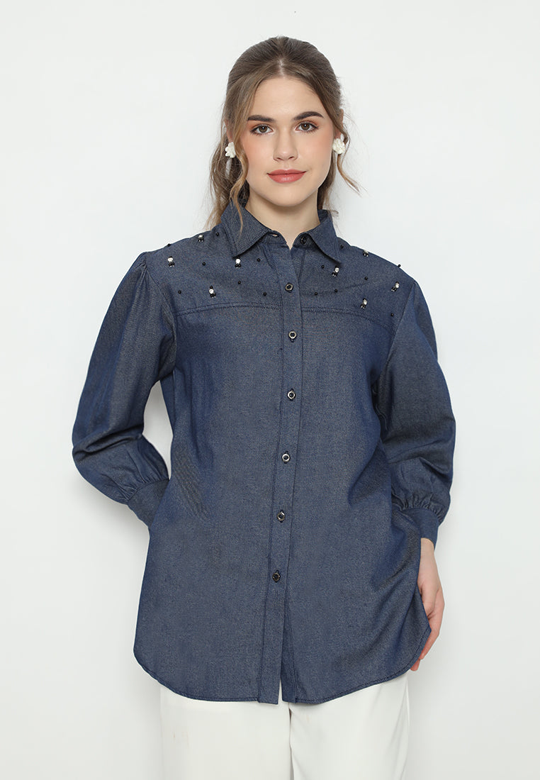 Jeliah Outwear Denim Tops | Navy
