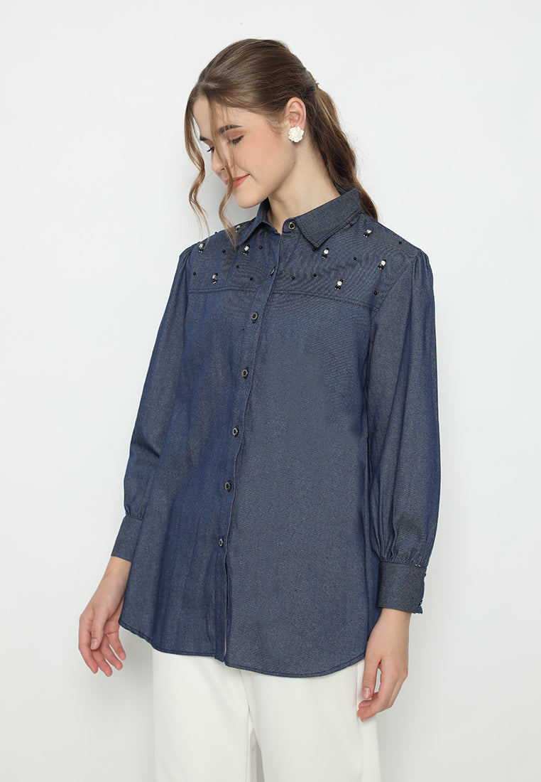 Jeliah Outwear Denim Tops | Navy