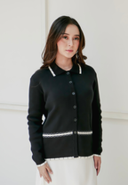 Orlina Knit Cardigan | Black And Cream