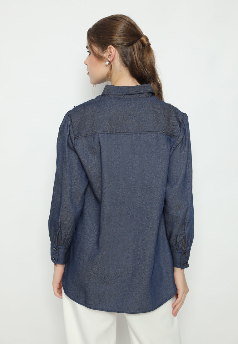 Jeliah Outwear Denim Tops | Navy