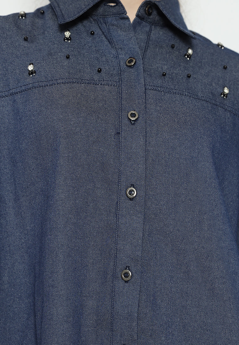 Jeliah Outwear Denim Tops | Navy