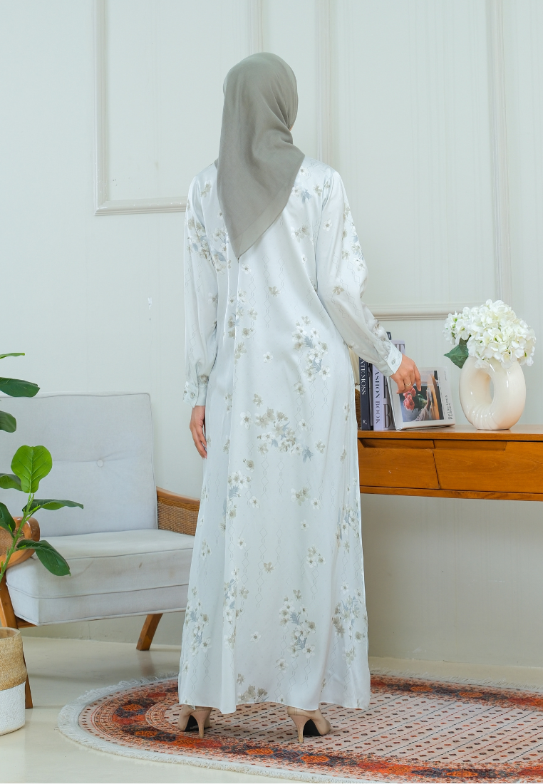 Sunny Floral Printing Muslim Long Dress | Green