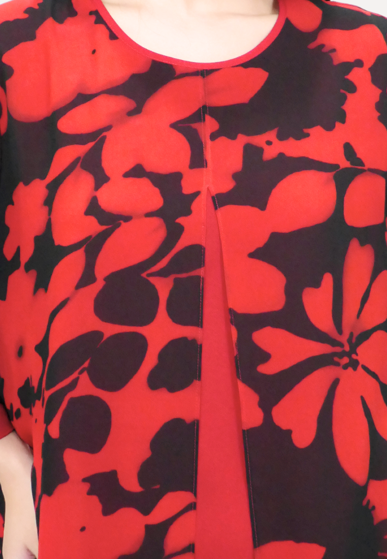 Killiane Floral Abstract Midi Dress | Black