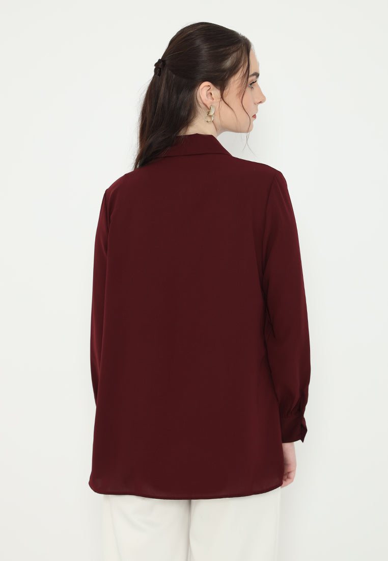 Sonia Draffery Blouse Long Sleeve | Soft Brown And Maroon