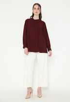 Sonia Draffery Blouse Long Sleeve | Soft Brown And Maroon