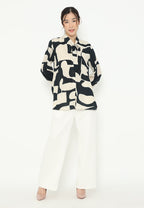 Ravelle Blouse Geometri Pattern With Long Sleeve | Cream