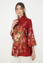 Meilin Blouse Sanghai Armany Silk Red | Arlette By Brilliant Girl