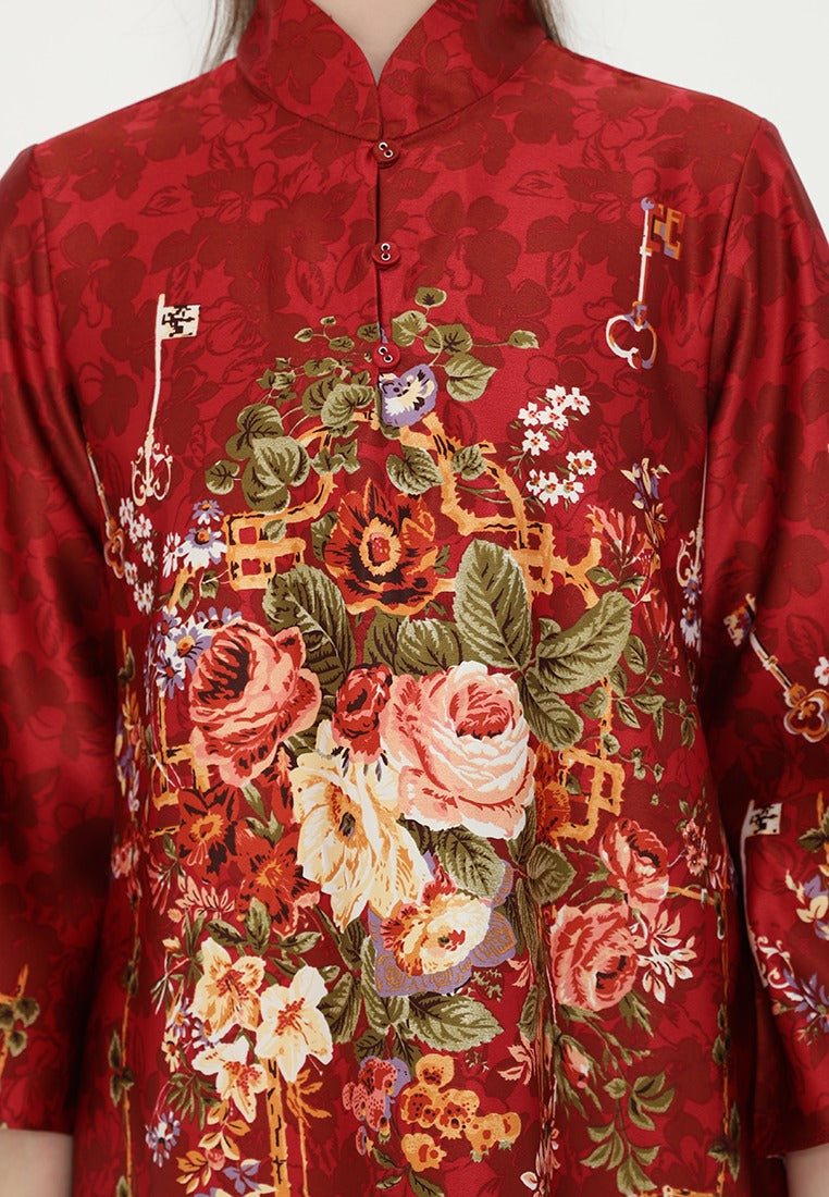 Meilin Blouse Sanghai Armany Silk Red | Arlette By Brilliant Girl