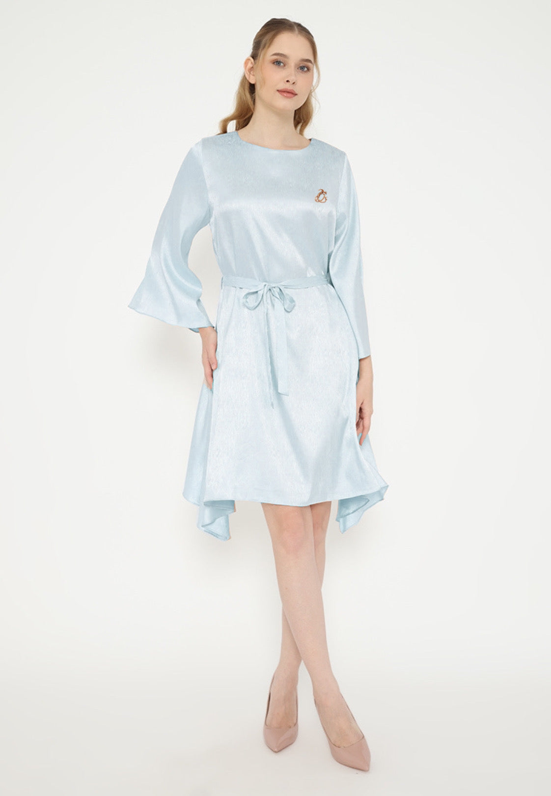 Lilies Satin Midi Dress | Cream