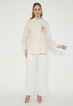 Clara Embroidered Floral Shirt | Cream