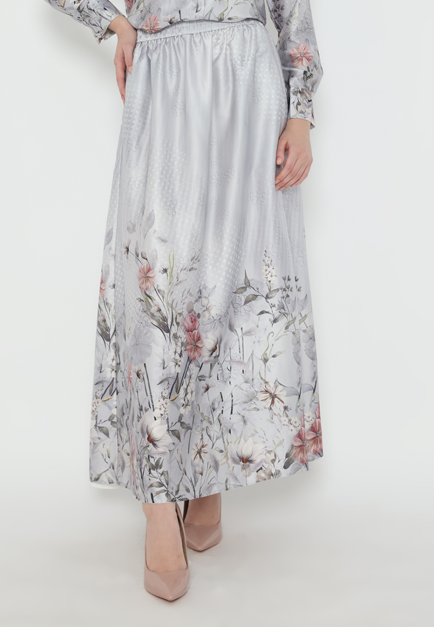 Firyal Armany Floral Skirt In Grey By Brilliant Girl