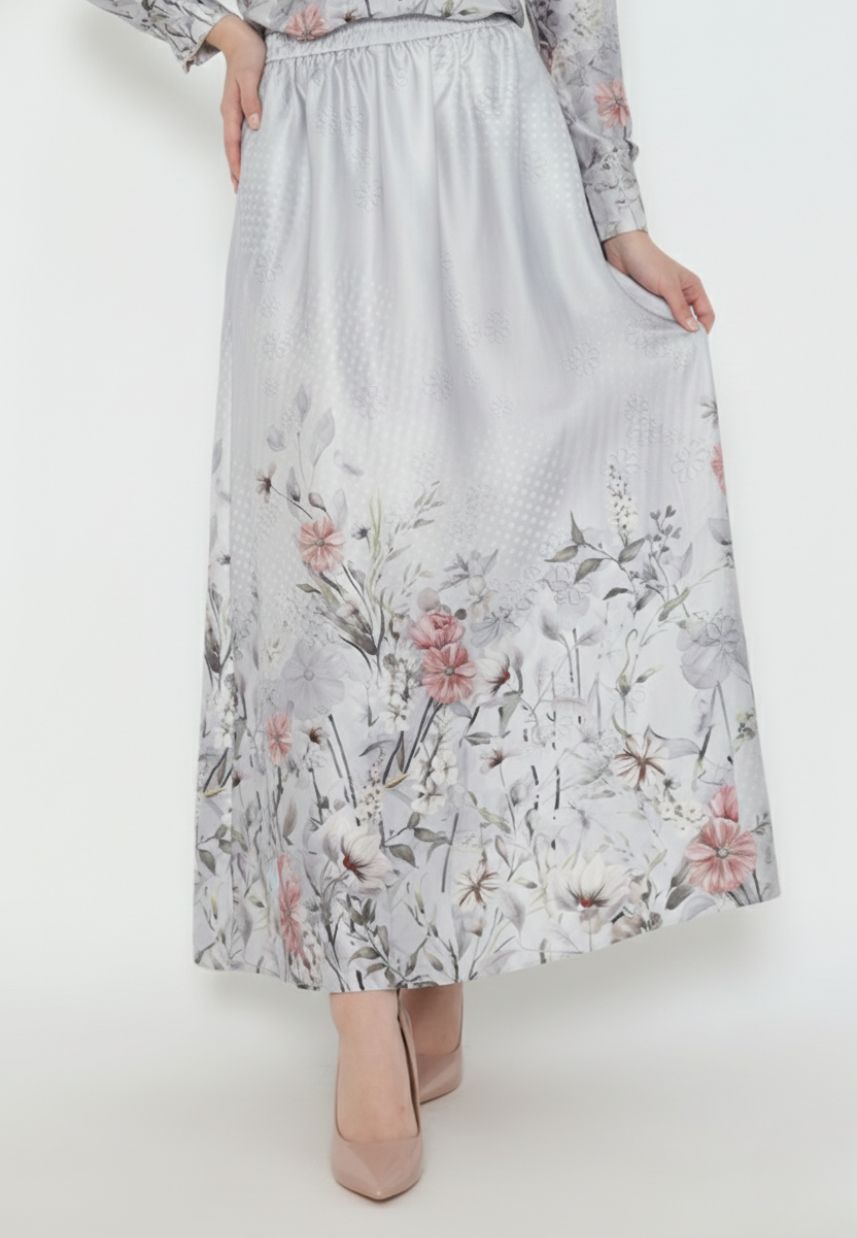 Firyal Armany Floral Skirt In Grey By Brilliant Girl