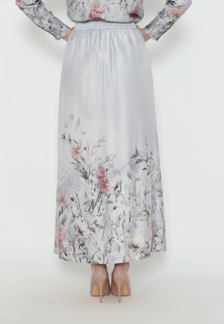 Firyal Armany Floral Skirt In Grey By Brilliant Girl