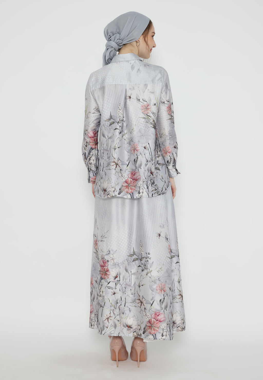 Firyal Tops Armany Silk Floral | Grey