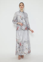 Firyal Tops Armany Silk Floral | Grey