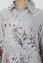 Firyal Tops Armany Silk Floral | Grey