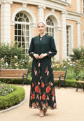 Elenora Muslim Long Dress Printed Chiffon | Green